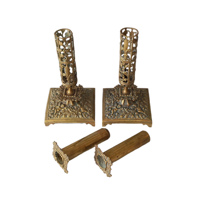 Antique brass candle holders from France, decorative candelabras