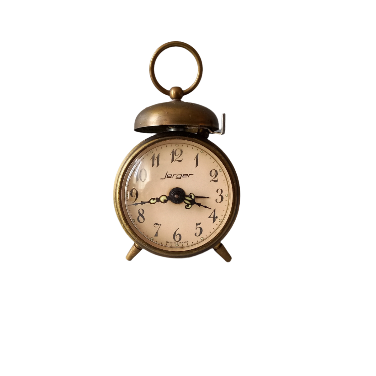 Vintage alarm clock by Jerger of Germany, miniature mechanical clock