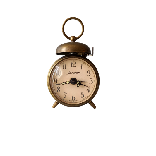 Vintage alarm clock by Jerger of Germany, miniature mechanical clock