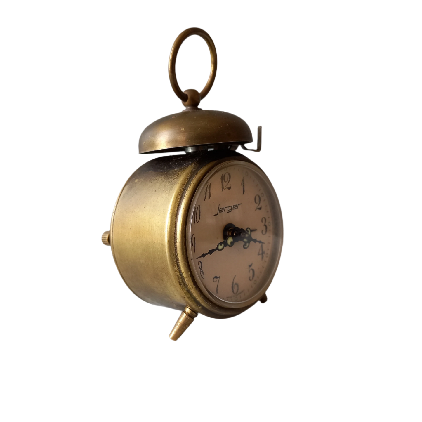 Vintage alarm clock by Jerger of Germany, miniature mechanical clock