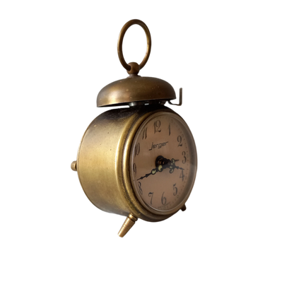 Vintage alarm clock by Jerger of Germany, miniature mechanical clock