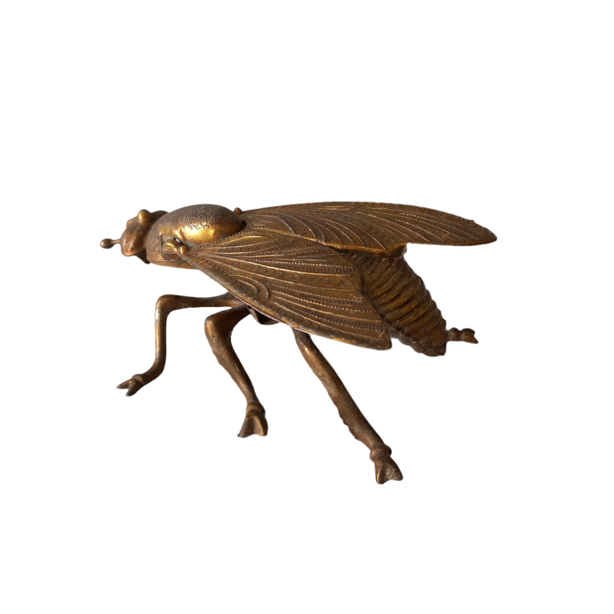 Vintage fly ashtray, decorative insect ornament, brass coated ashtray