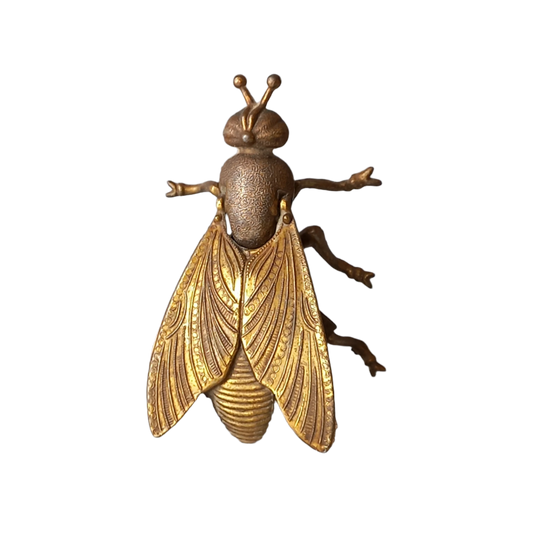 Vintage fly ashtray, decorative insect ornament, brass coated ashtray