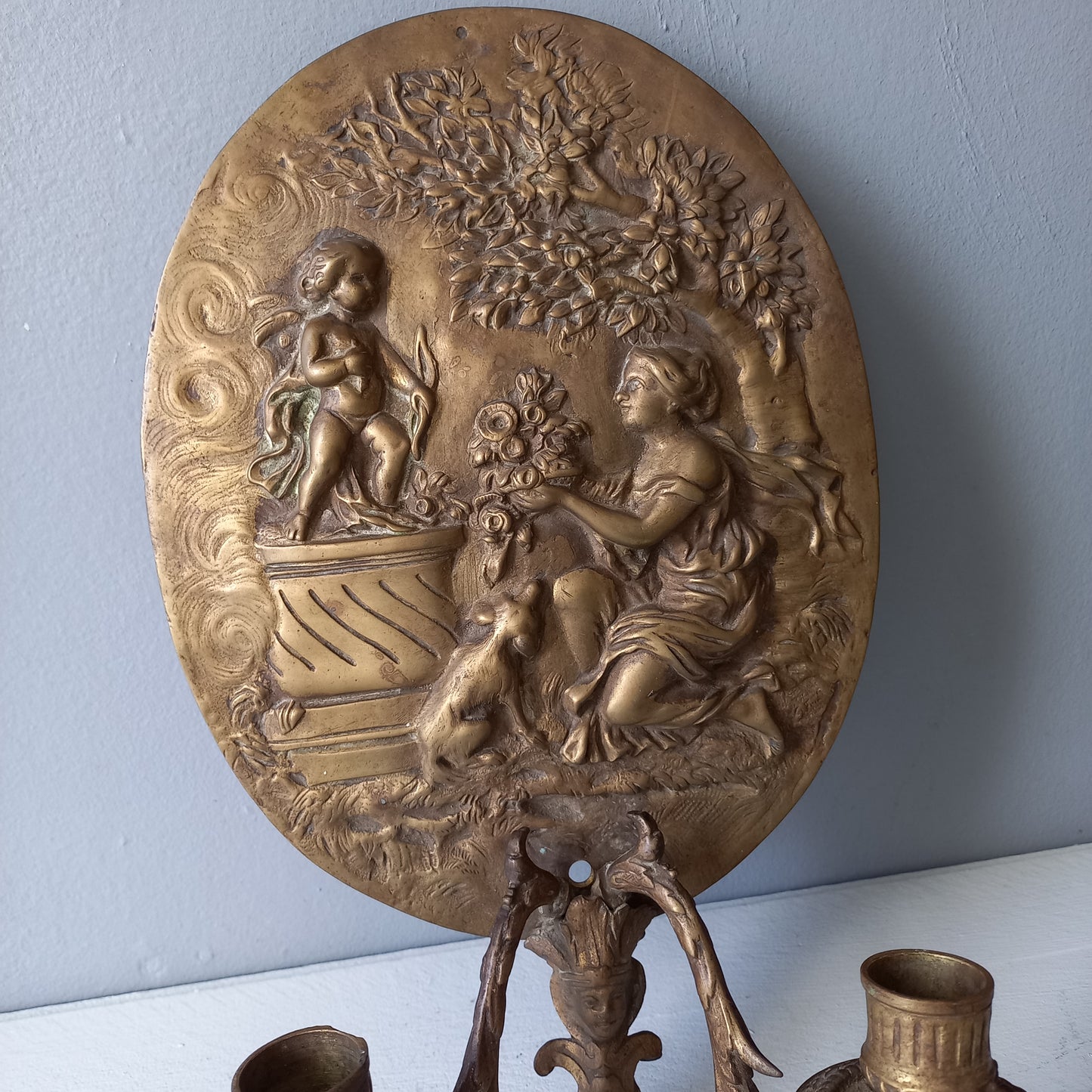 Antique wall mounted decorative candle sconce