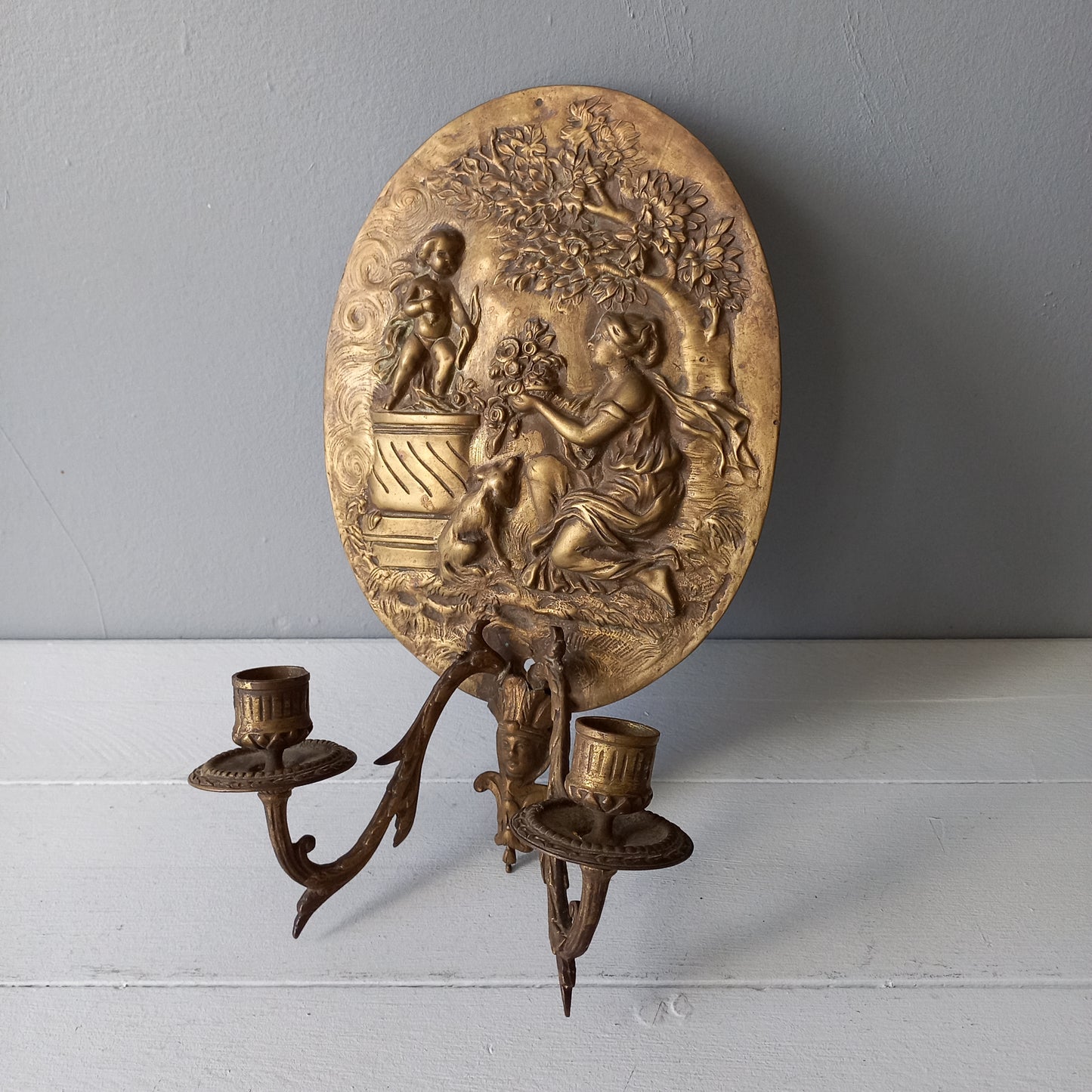 Antique wall mounted decorative candle sconce