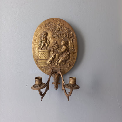 Antique wall mounted decorative candle sconce