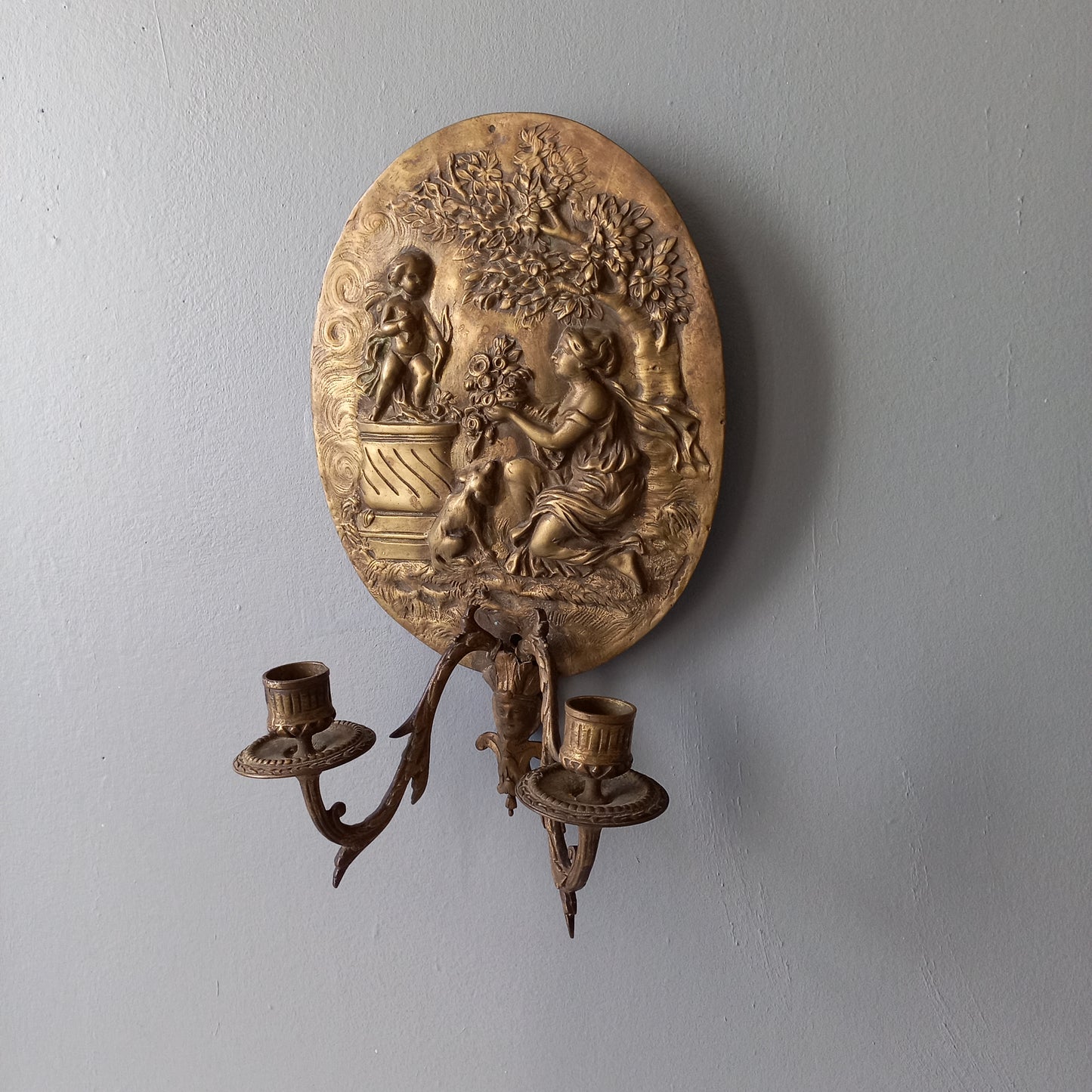 Antique wall mounted decorative candle sconce