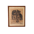 A French vintage drawing of two cute cats or kittens who look like they're planning to be naughty with their owner's ball of wool, a naive piece of art although none-the-less very charming indeed. It appears to be an original drawing, although I haven't opened up the back as it's well sealed with the original French framer's label. The drawing has been signed by the artist.