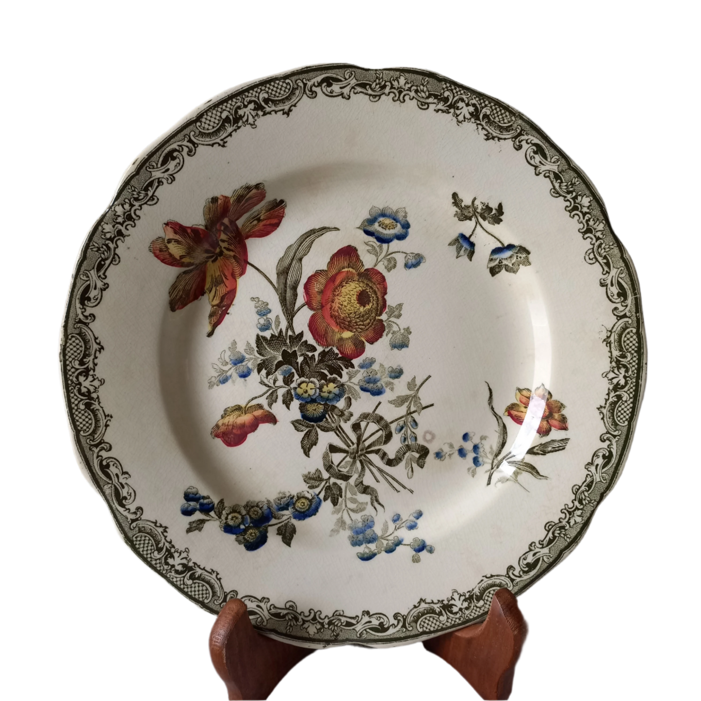 Antique ironstone plate by Sarreguemines of France, French decorative plate