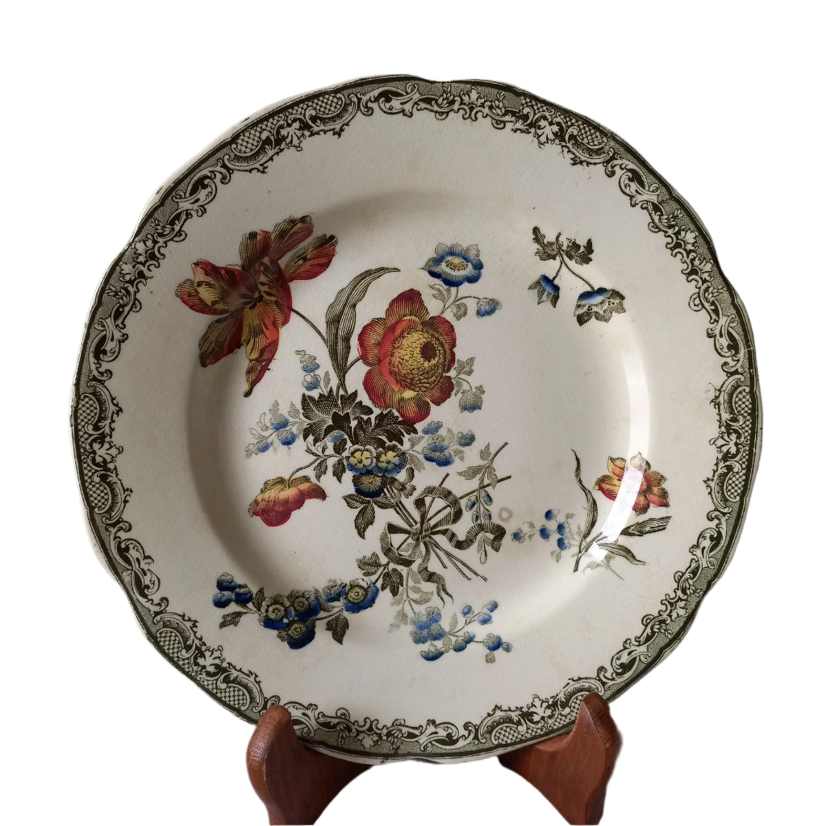 Antique ironstone plate by Sarreguemines of France, French decorative plate