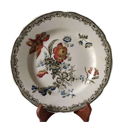 Antique ironstone plate by Sarreguemines of France, French decorative plate