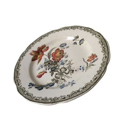 Antique ironstone plate by Sarreguemines of France, French decorative plate