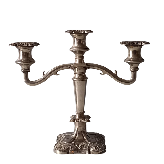 Vintage silver plated candelabra for three candles