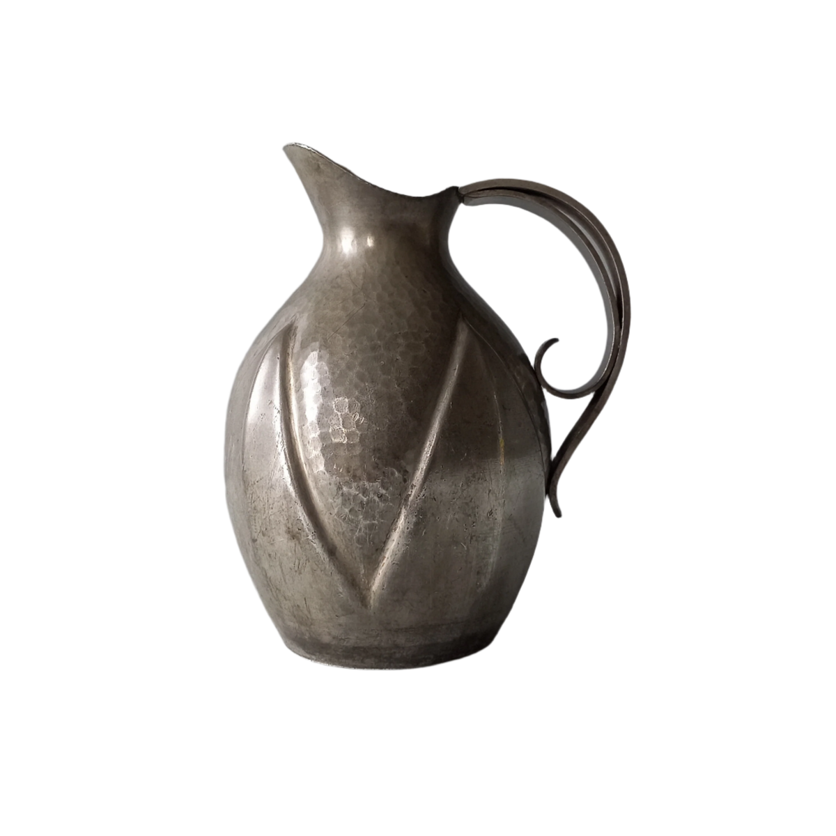 French vintage decorative pewter jug signed by artist