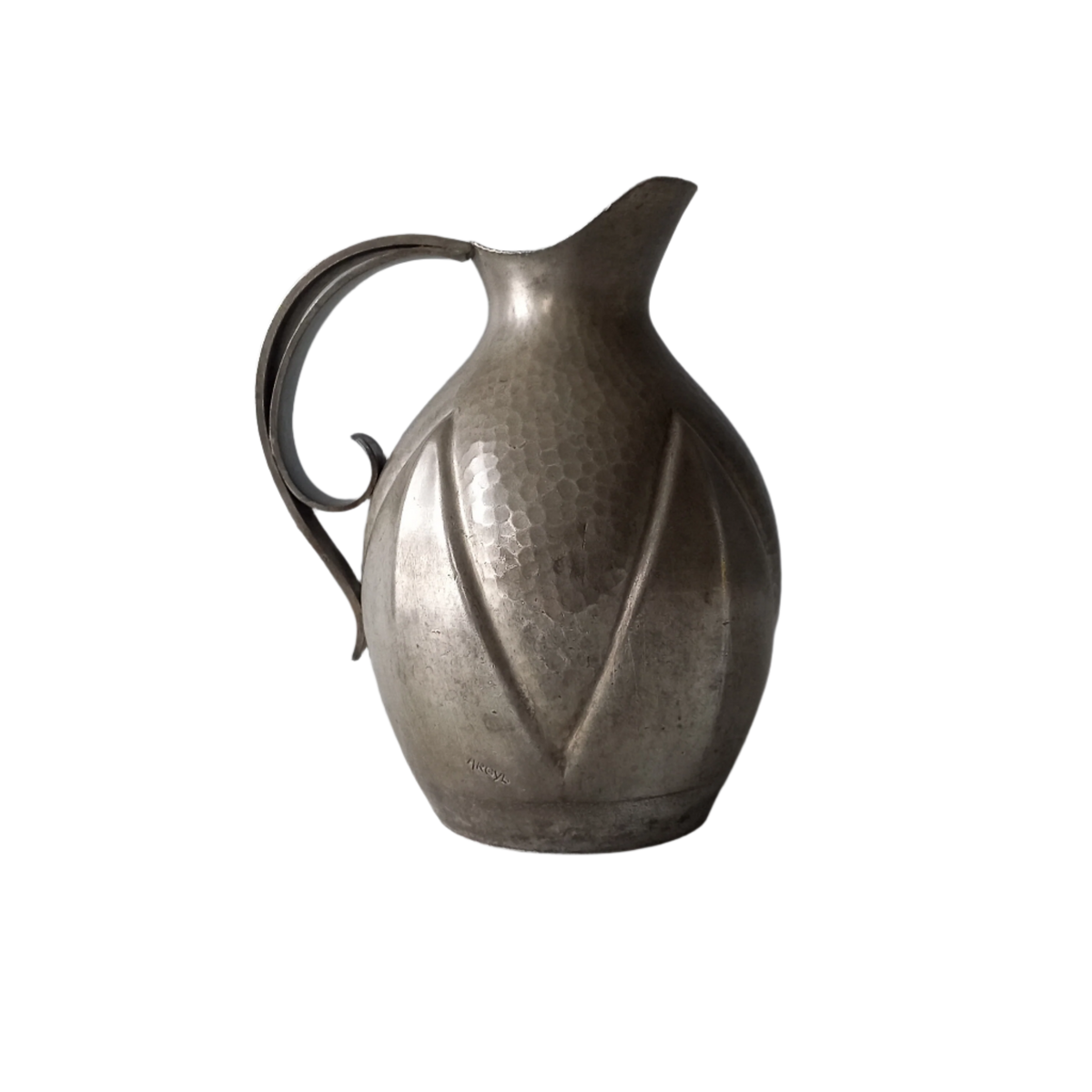 French vintage decorative pewter jug signed by artist