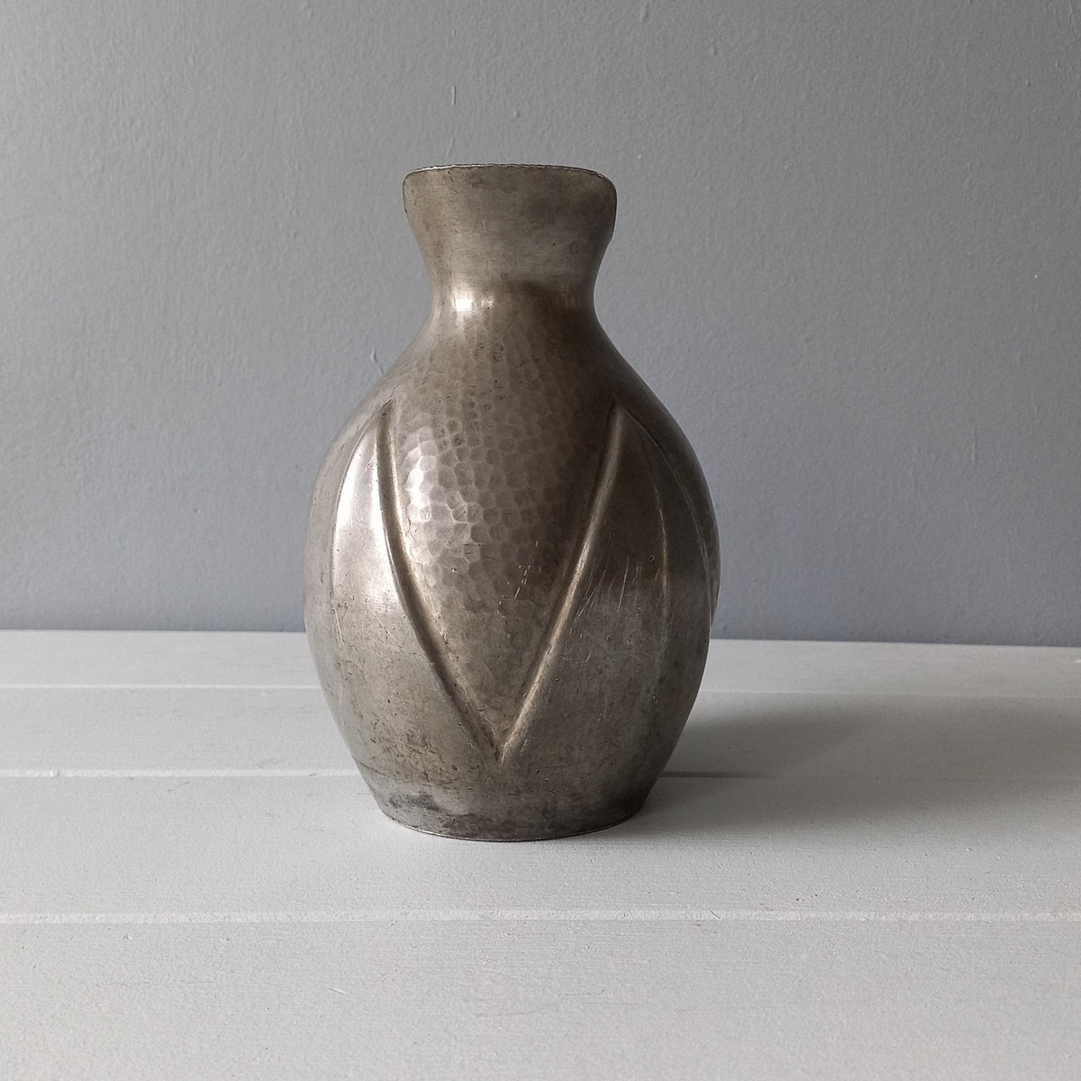French vintage decorative pewter jug signed by artist