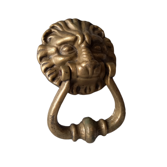 French vintage brass lion door knocker, original antique door decor