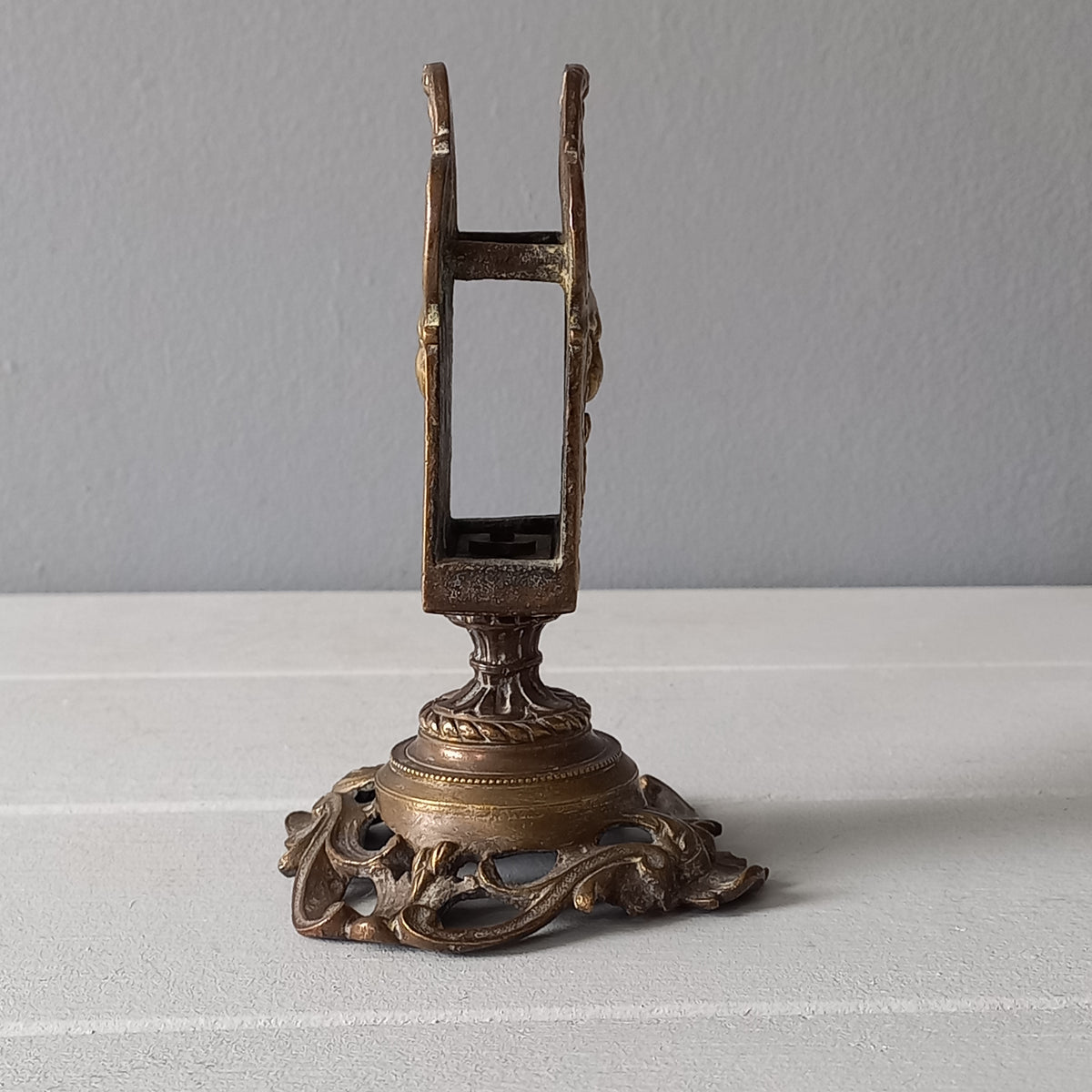 Brass antique matchbox holder, bronze desk decor