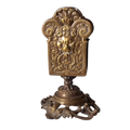 Brass antique matchbox holder, bronze desk decor