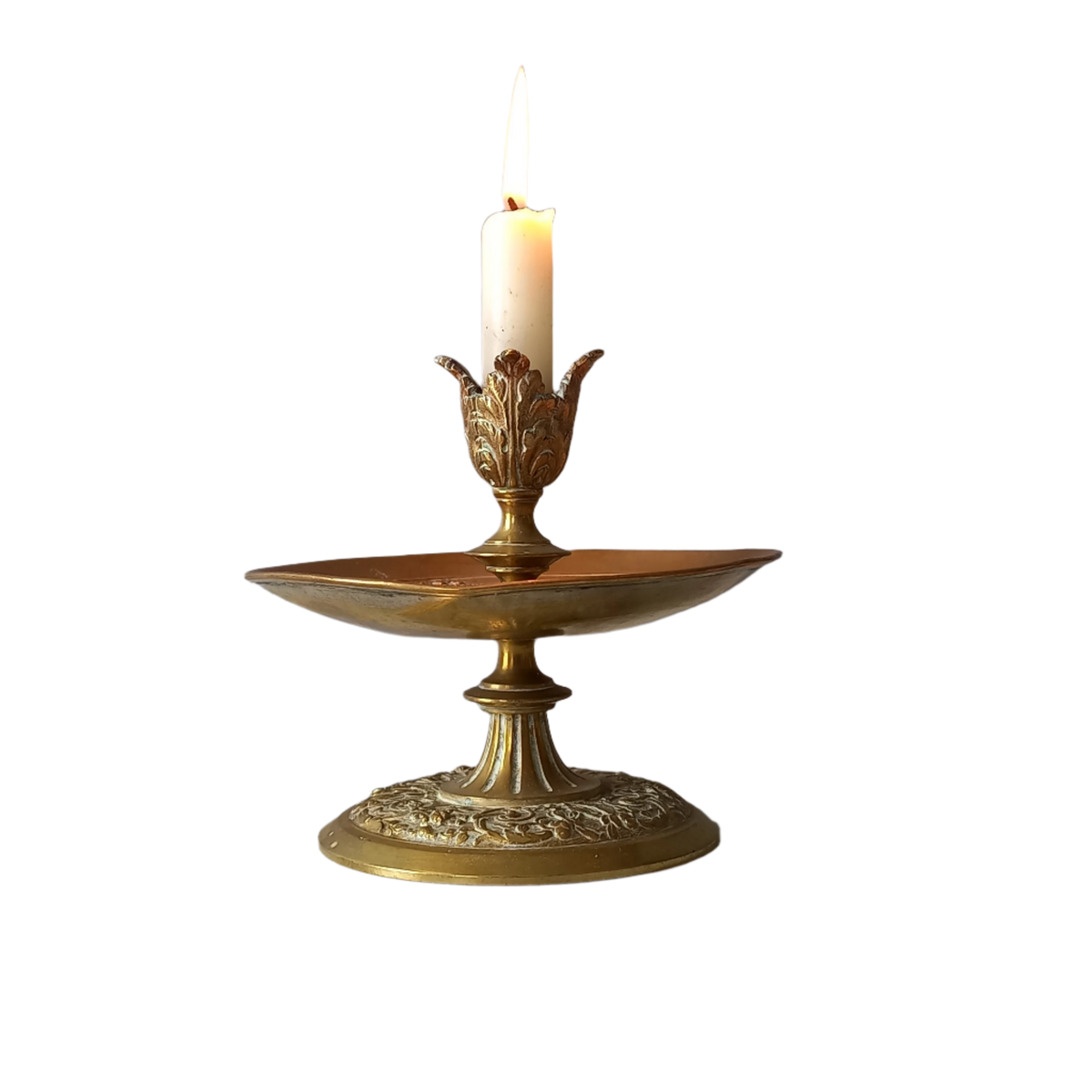 French vintage brass candle holder, decorative candle stick holder