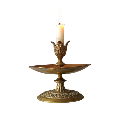 French vintage brass candle holder, decorative candle stick holder