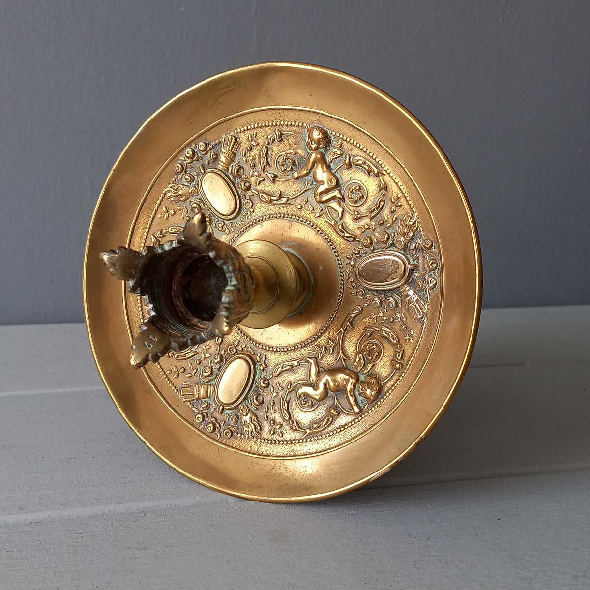 French vintage brass candle holder, decorative candle stick holder