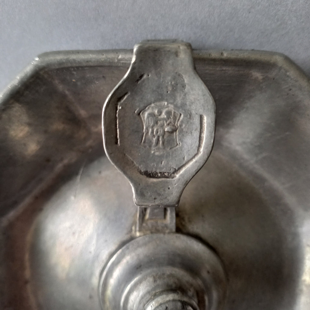 French Vintage Pewter Candle Holder, At Deco Style Chamber Stick