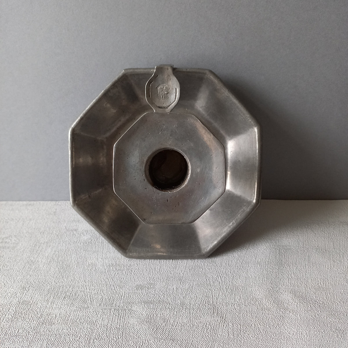 French Vintage Pewter Candle Holder, At Deco Style Chamber Stick