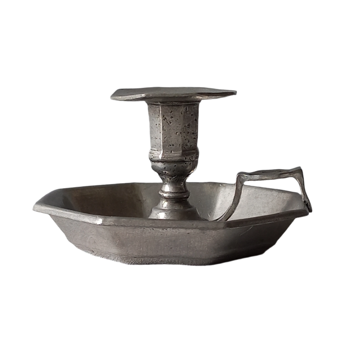 French Vintage Pewter Candle Holder, At Deco Style Chamber Stick