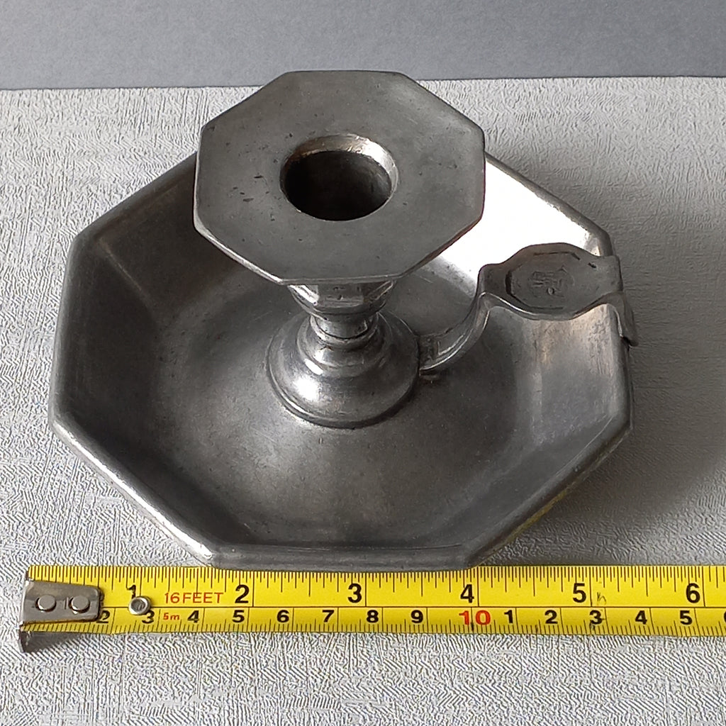 French Vintage Pewter Candle Holder, At Deco Style Chamber Stick