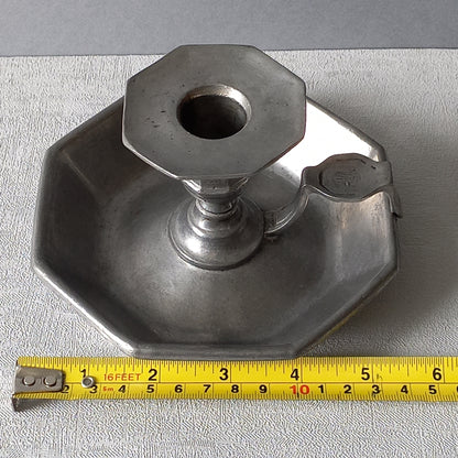 French Vintage Pewter Candle Holder, At Deco Style Chamber Stick