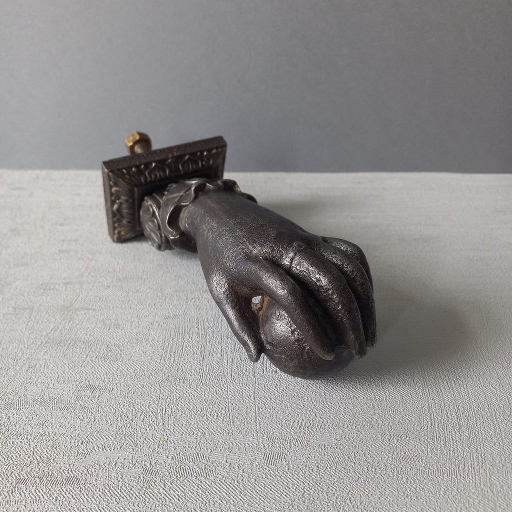 French antique female hand door knocker made from cast iron
