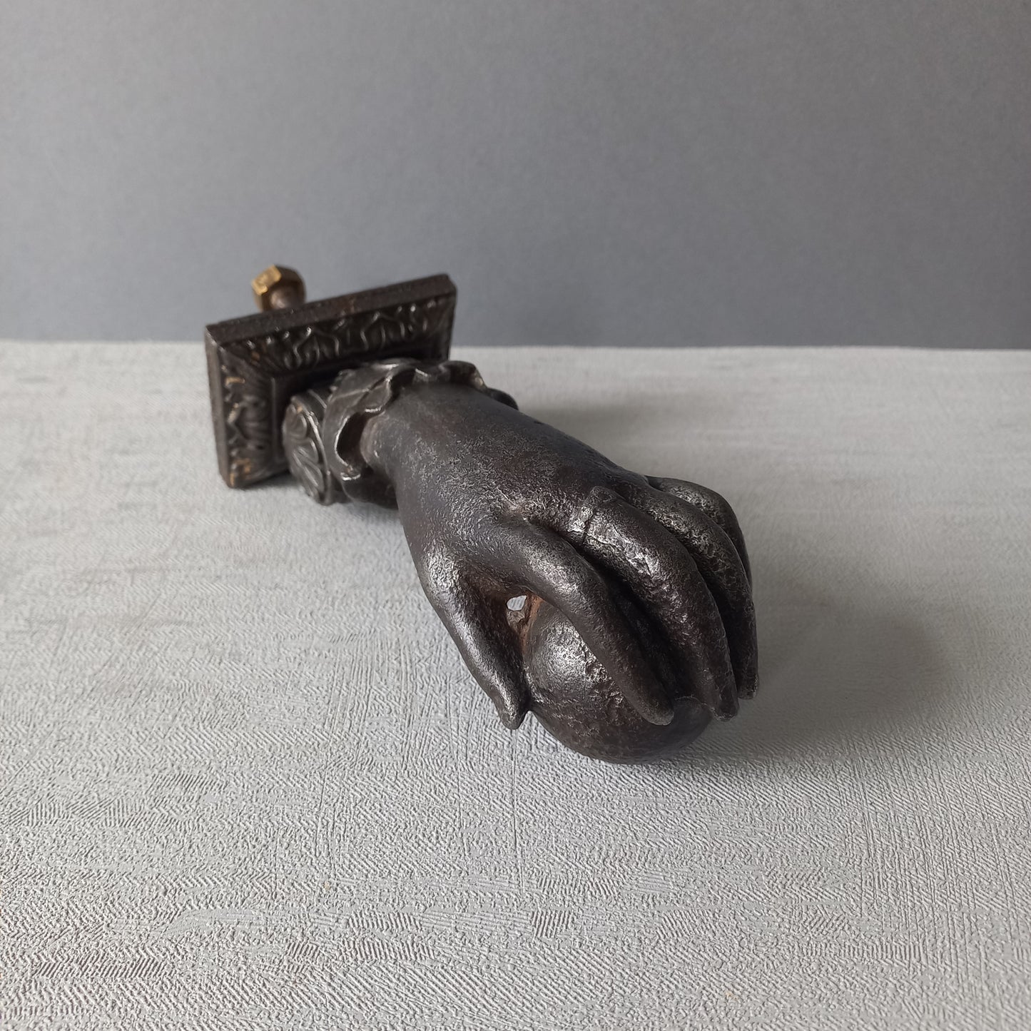 French antique female hand door knocker made from cast iron