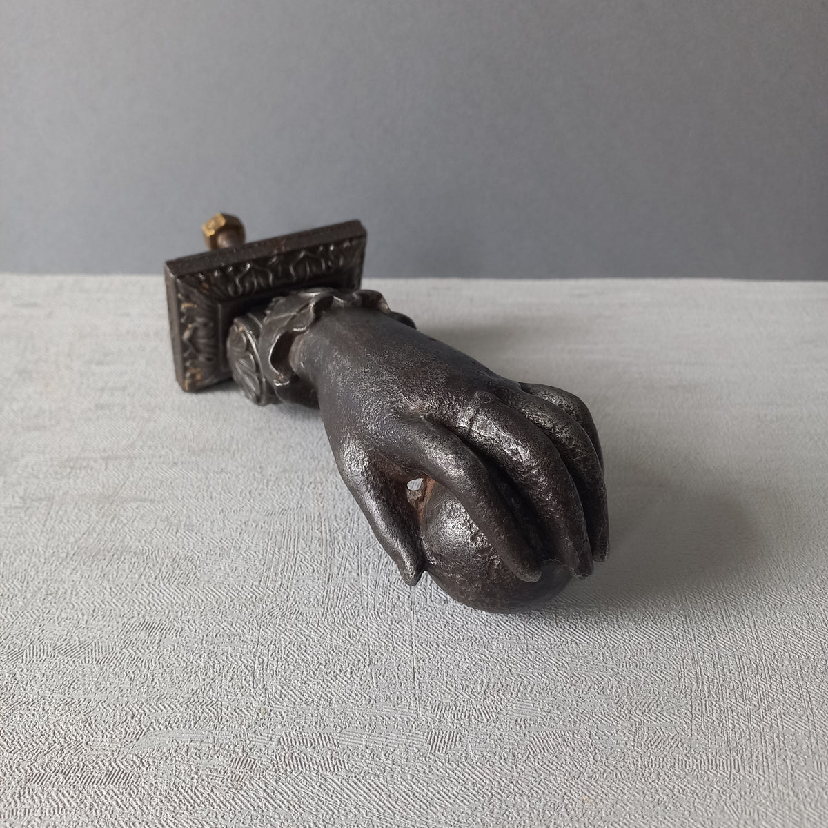 French antique female hand door knocker made from cast iron