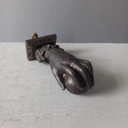 French antique female hand door knocker made from cast iron