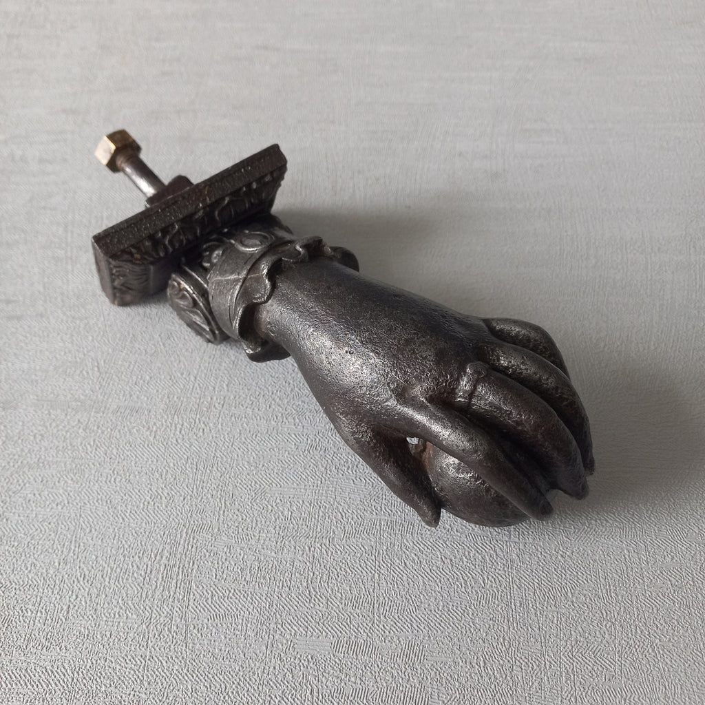 French antique female hand door knocker made from cast iron