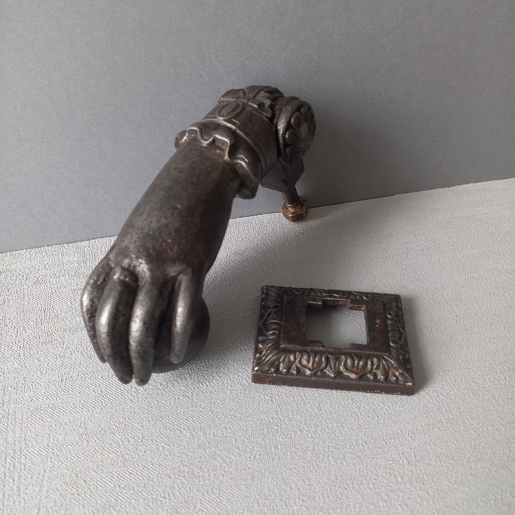 French antique female hand door knocker made from cast iron