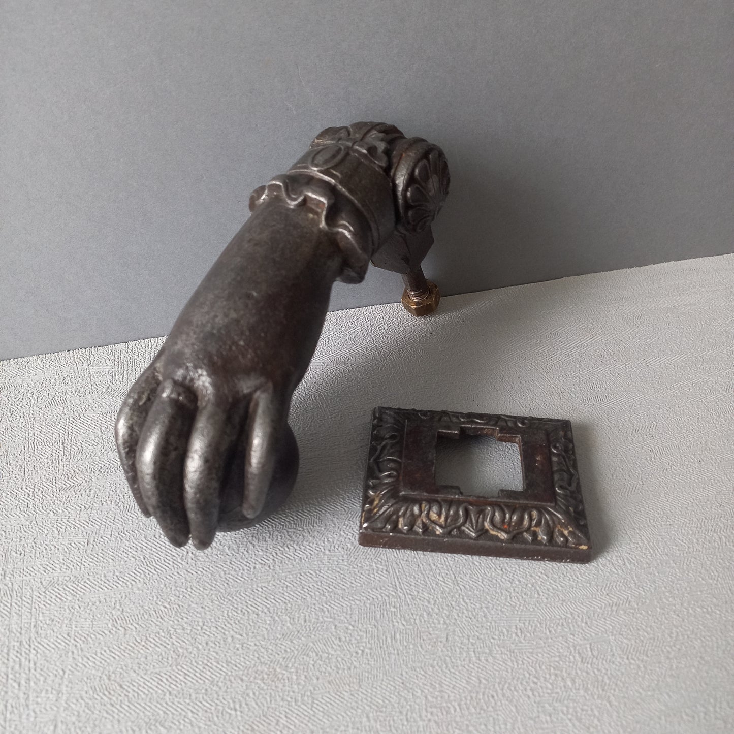 French antique female hand door knocker made from cast iron