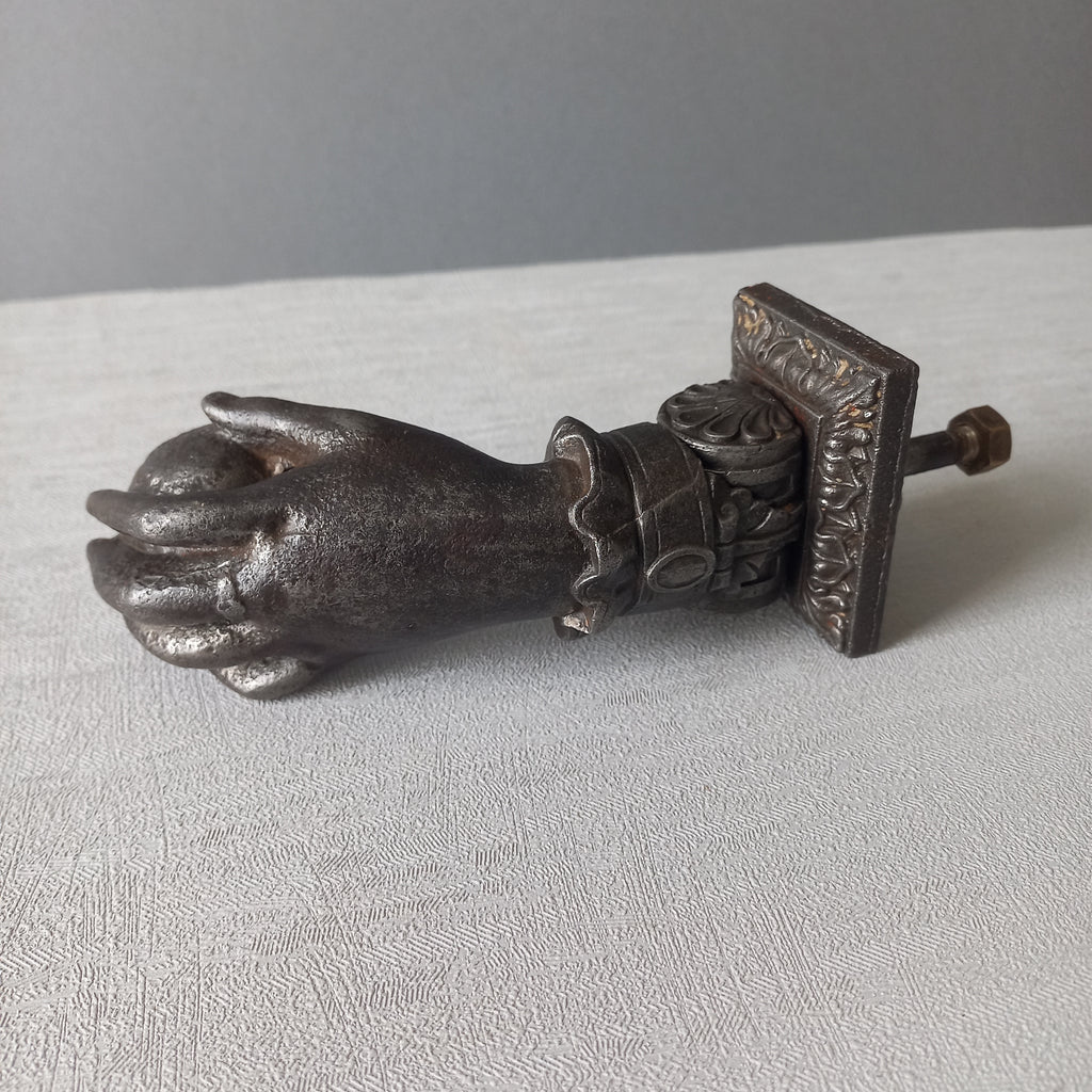 French antique female hand door knocker made from cast iron