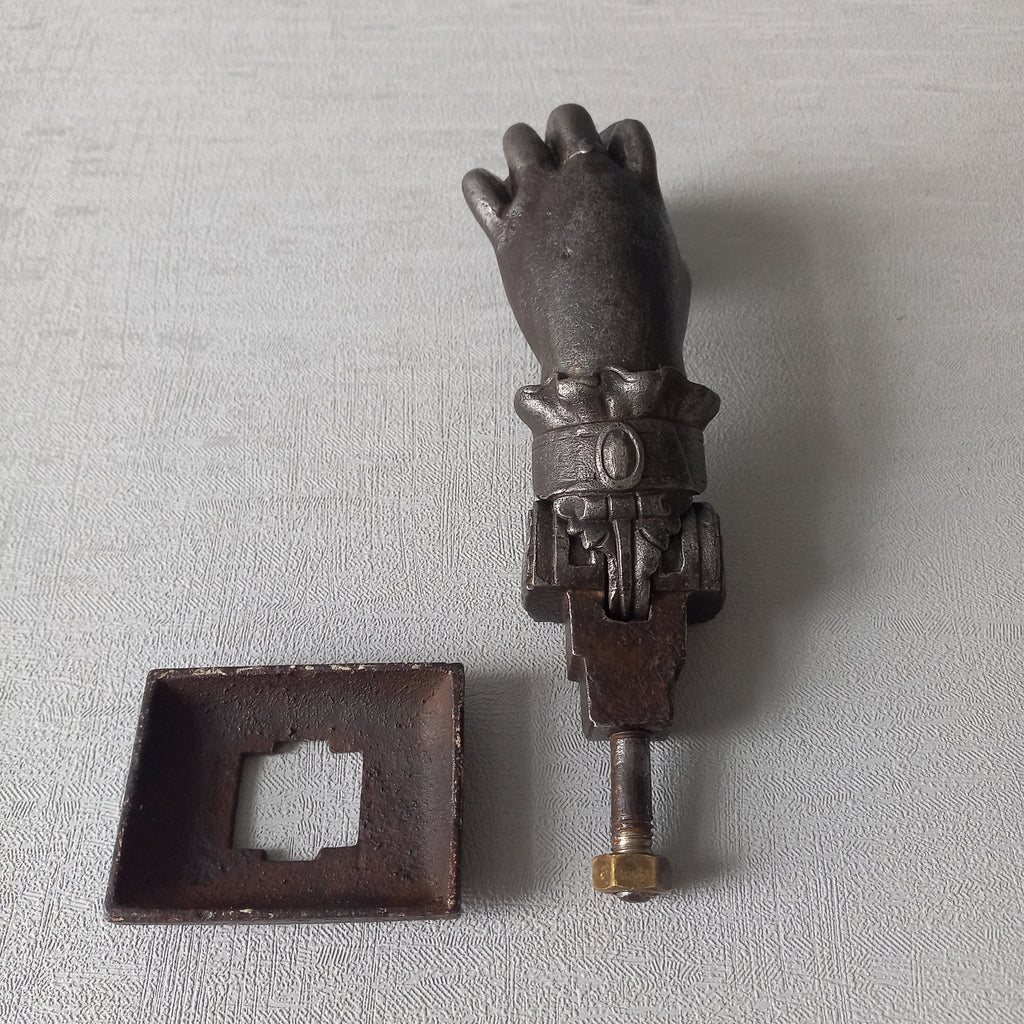 French antique female hand door knocker made from cast iron