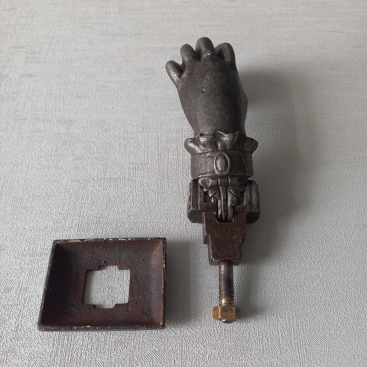 French antique female hand door knocker made from cast iron