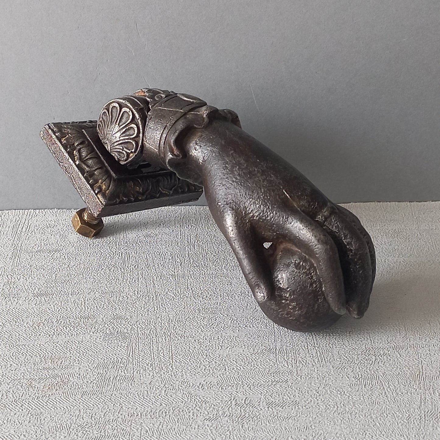 French antique female hand door knocker made from cast iron