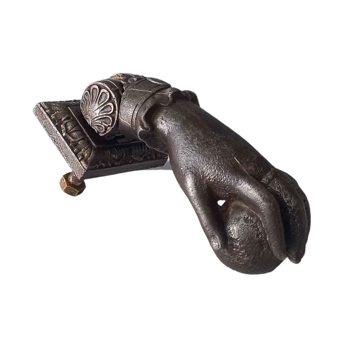 French antique female hand door knocker made from cast iron