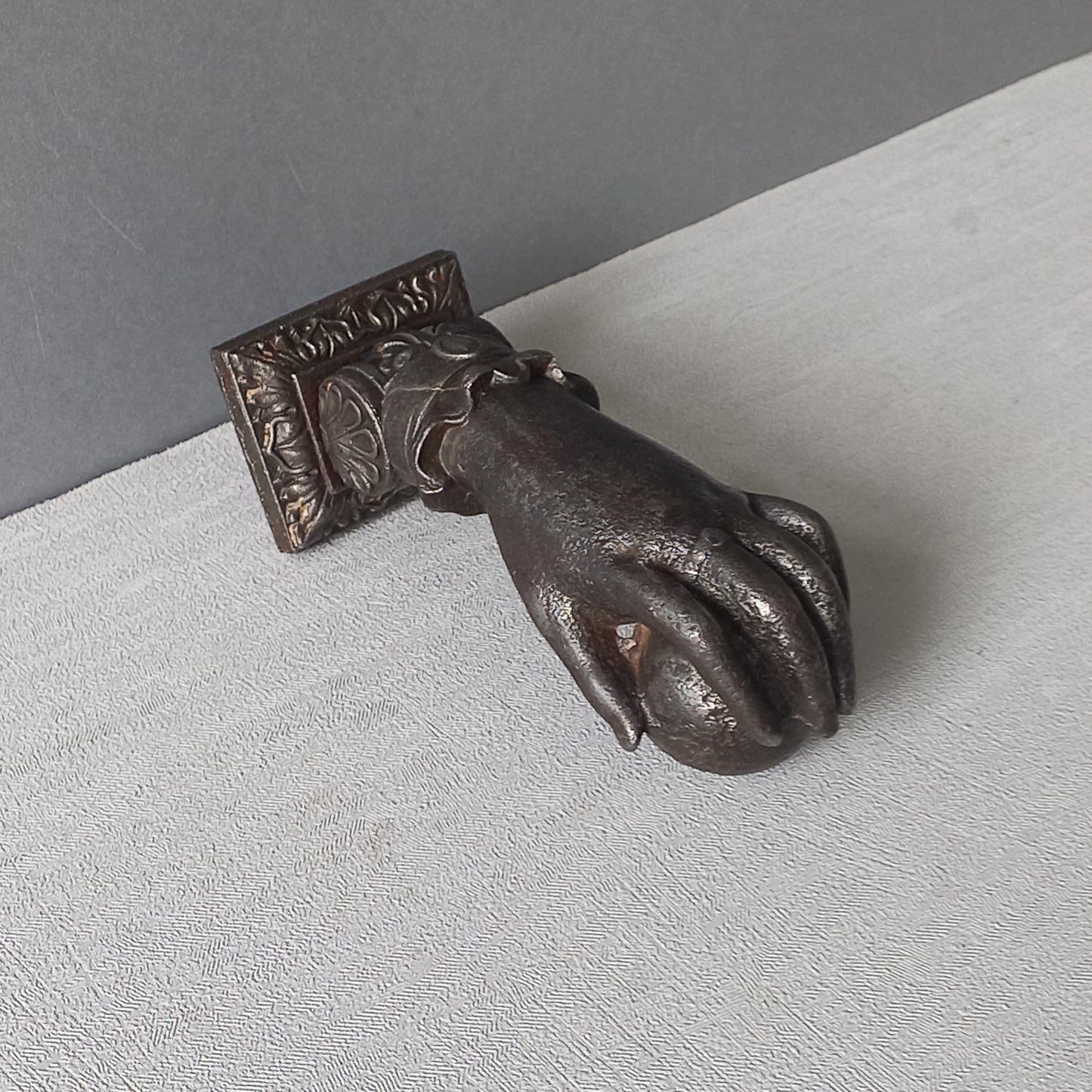 French antique female hand door knocker made from cast iron