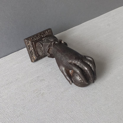 French antique female hand door knocker made from cast iron