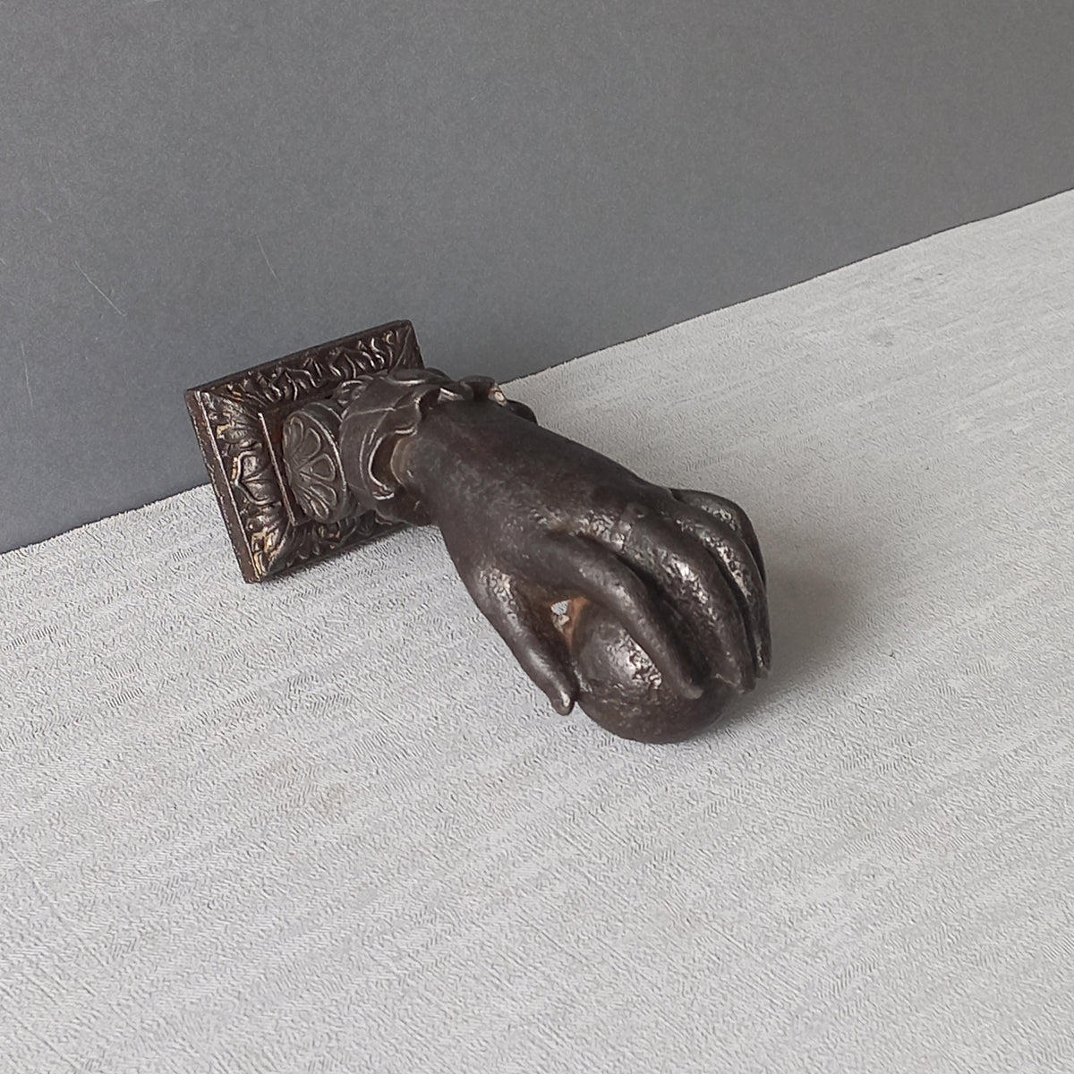French antique female hand door knocker made from cast iron