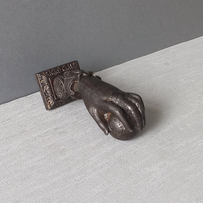 French antique female hand door knocker made from cast iron