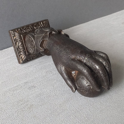 French antique female hand door knocker made from cast iron