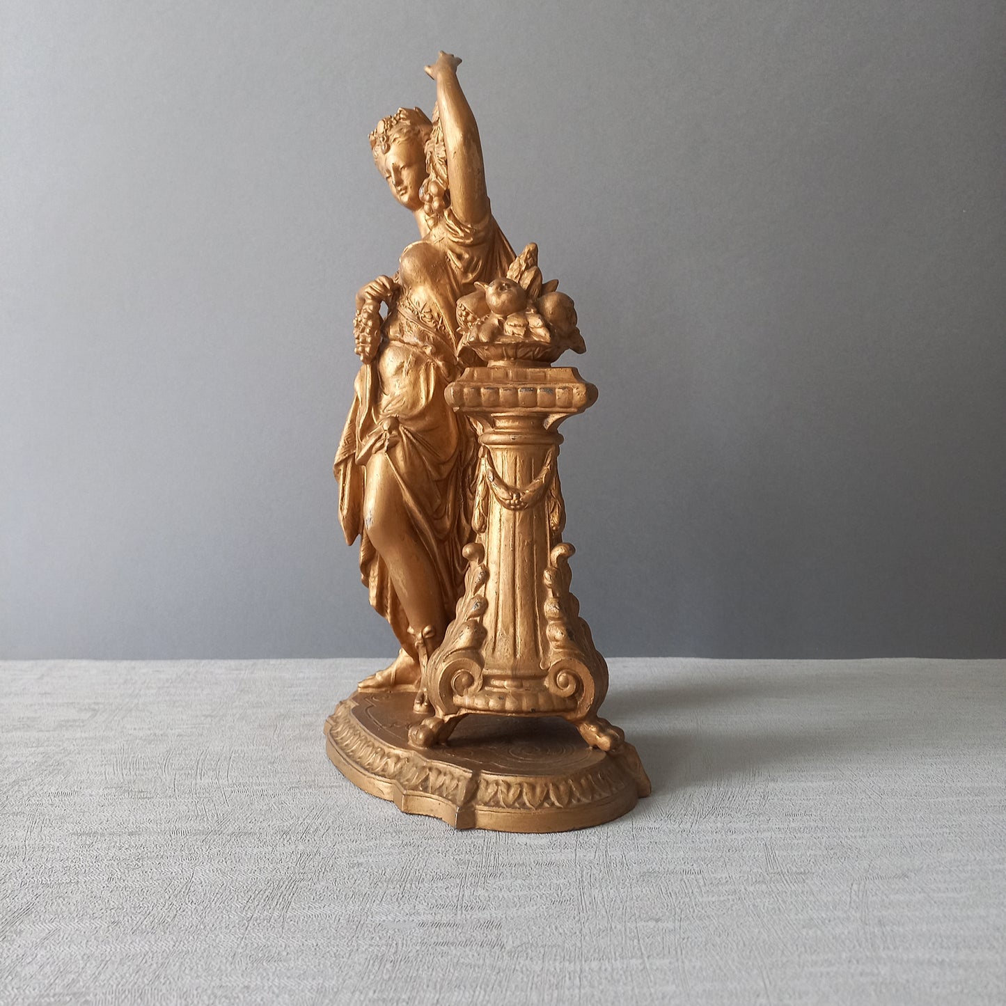 French Antique Female Metal Figurine