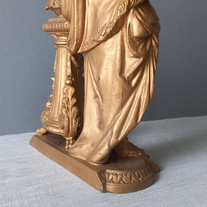 French Antique Female Metal Figurine